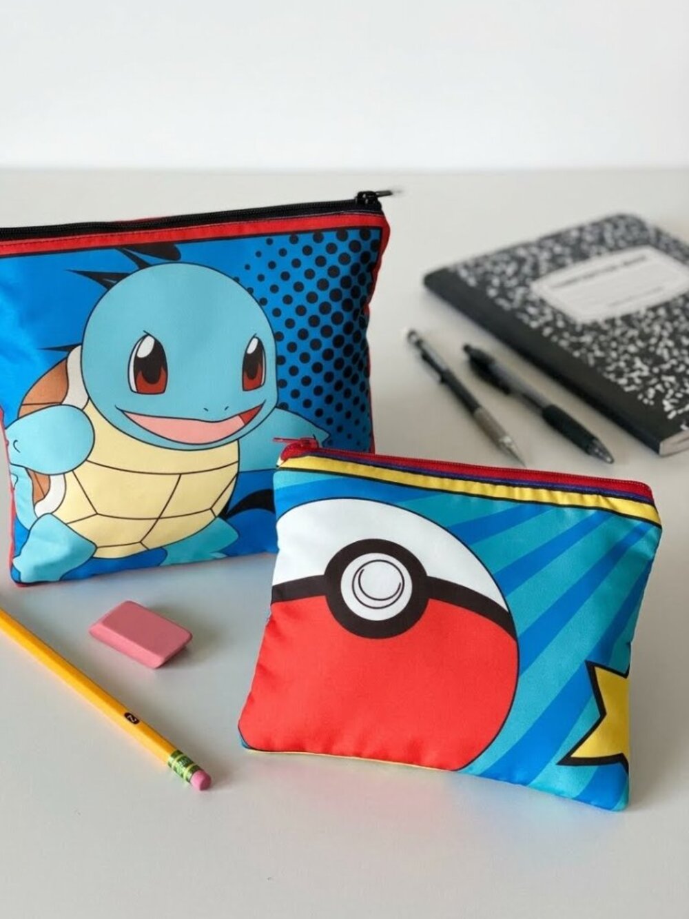 2 Pokémon Themed Zippered Pouches Squirtle Poké Ball Make-up Coin Storage Bag
